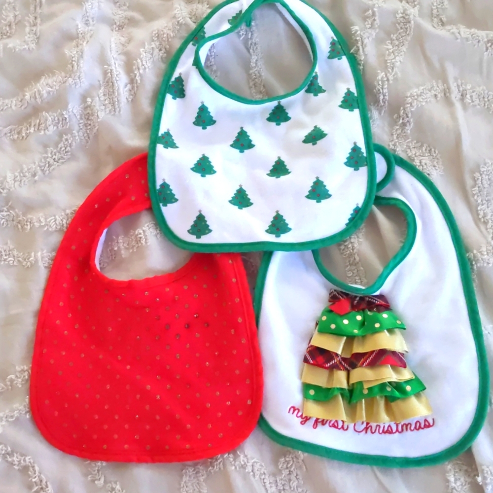 Baby first Christmas bibs 3 pack
